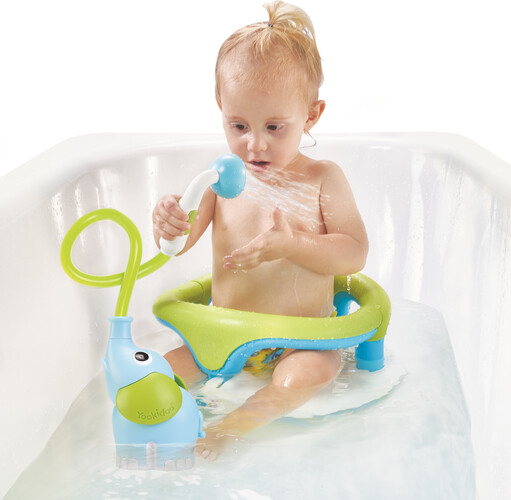 Yookidoo Douche de bébé éléphant bleu pour le bain 