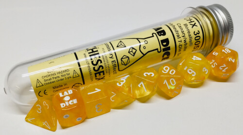 Chessex Dés d&d 7pc Lab dice Borealis canari avec chiffres blanc (d4, d6, d8, 2 x d10, d12, d20) 601982038489