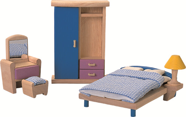 PlanToys Meubles de maison de poupée chambre à coucher néo en bois 8854740073099