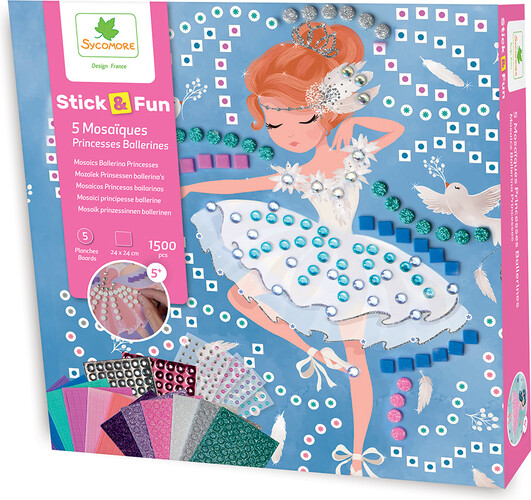 Sycomore stick'n fun - grand modèle 5 mosaïques princesses ballerines 3517130012454