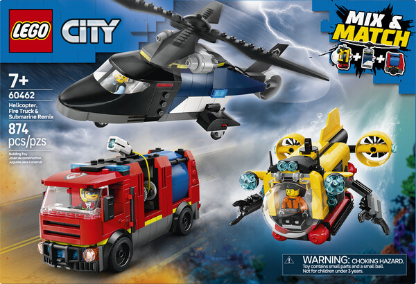 LEGO LEGO 60462 Hélicoptère, camion de pompiers et sous-marin modulable 673419403665