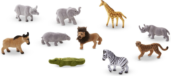 Melissa & Doug Animaux safari, ensemble de 10 (éléphant, buffle d'Afrique, guépard, girafe, gnou, rhinocéros, crocodile, hippopotame, zèbre, lion) Melissa & Doug 593 000772005937