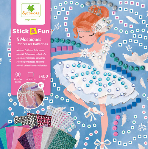 Sycomore stick'n fun - grand modèle 5 mosaïques princesses ballerines 3517130012454