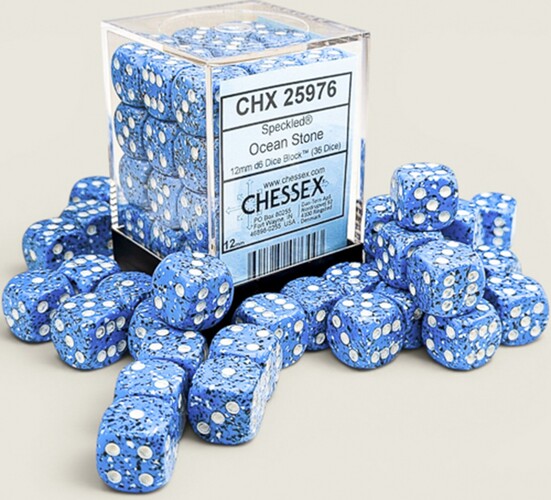 Chessex Dés 36d6 12mm Speckled ocean stone 601982076443