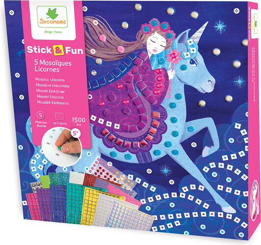 Sycomore stick'n fun - grand modèle 5 mosaïques licornes 3517130011549