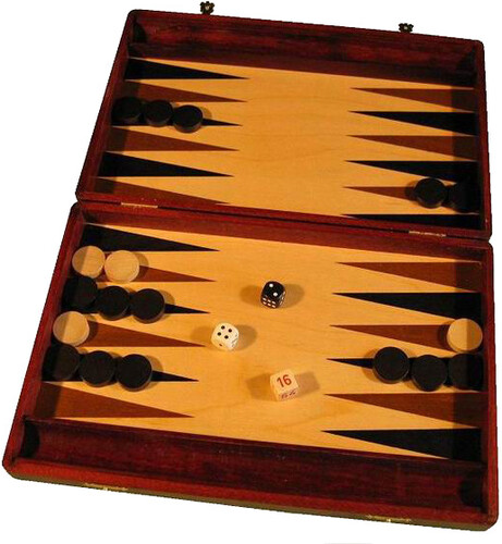 Węgiel (Wegiel) Backgammon / jacquet en bois pliant petit, bourgogne 13x8x1.5" 