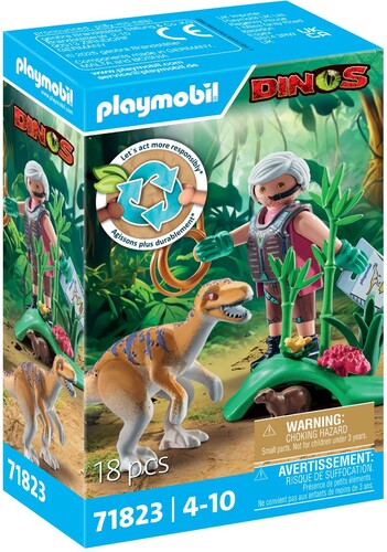 Playmobil Playmobil 71823 Velociraptor avec explorateur avec lasso et marmotte 4008789718235
