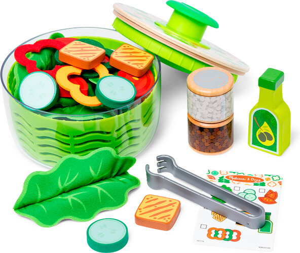 Melissa & Doug aliments en bois - ensemble de jeu essoreuse à salade 681147000964
