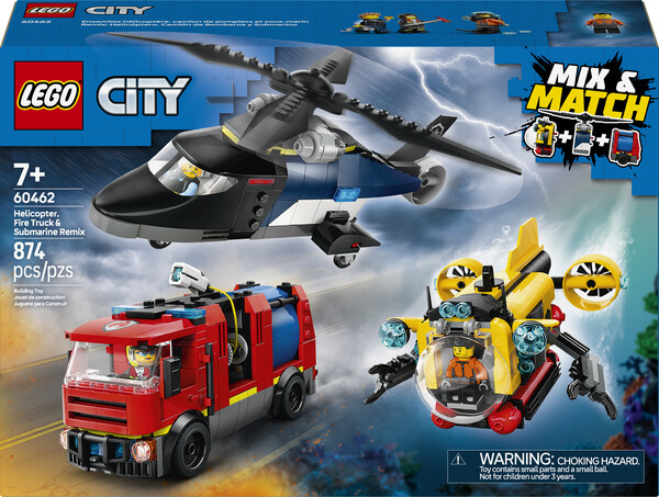 LEGO LEGO 60462 Hélicoptère, camion de pompiers et sous-marin modulable 673419403665