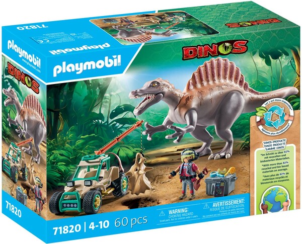 Playmobil Playmobil 71820 Spinosaure avec chercheur et vehicule a grue pivotante 4008789718204