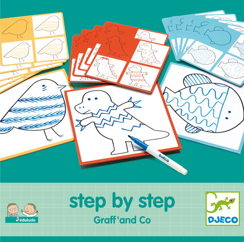 Djeco Eduludo dessin step by step Graff' and Co (fr/en) apprendre à dessiner étape par étape 3070900083240