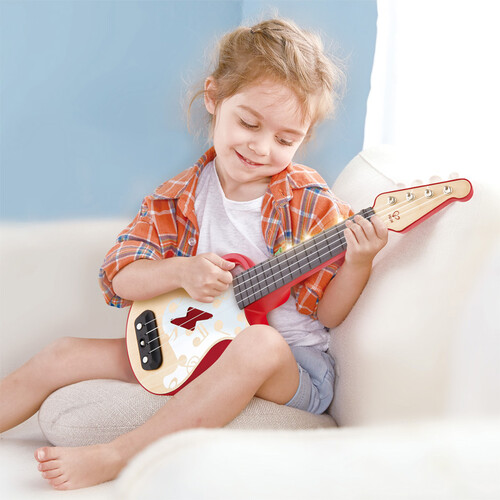 Hape Ukulélé électrique avec apprentissage interactif Rouge 6943478033092
