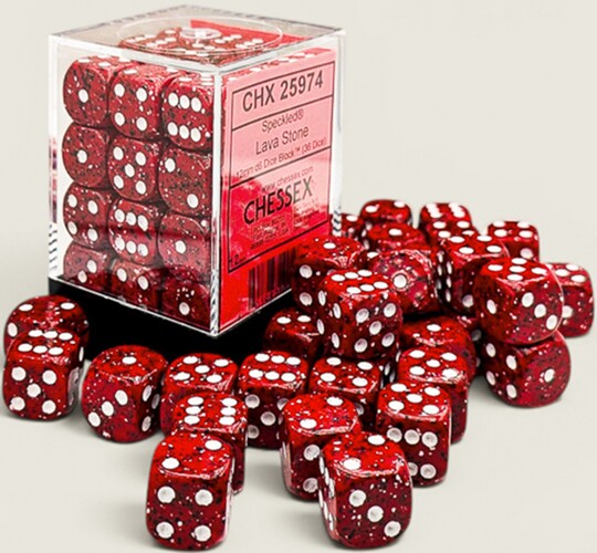 Chessex Dés 36d6 12mm Speckled lava stone 601982076580