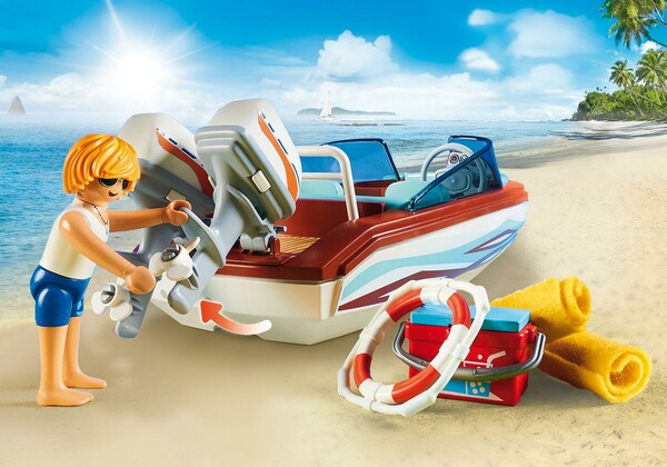 Playmobil Playmobil 9428 Vacanciers avec vedette et moteur submersible (bateau) 4008789094285