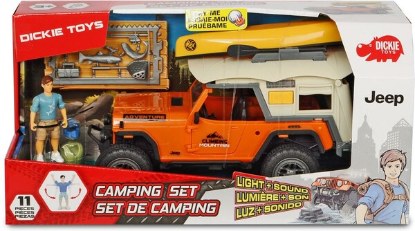 Dickie Toys Ensemble Camping Jeepster Commando et accessoires sons et lumières 22cm 4006333054723