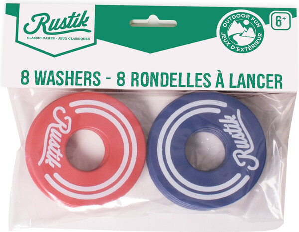Rustik Jeu de rondelles à lancer (washer), recharge 8 rondelles (fr/en) 061404004605