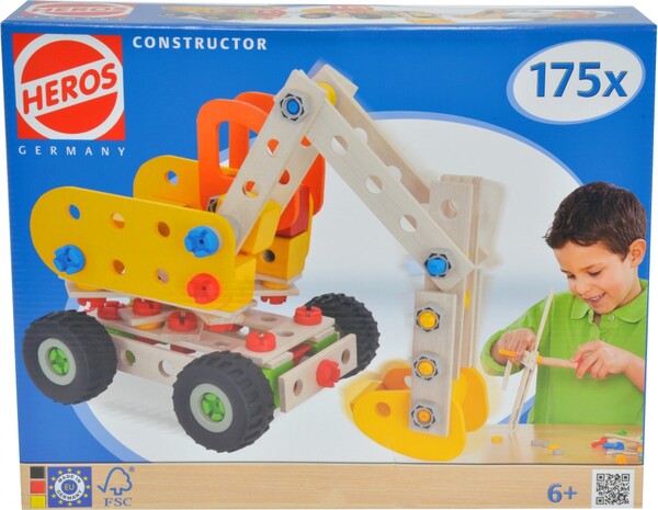 HEROS HEROS Constructor Excavatrice, 175 pièces en bois 4051902390344