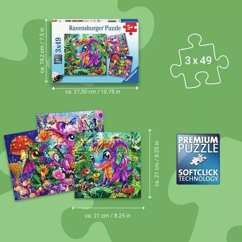 Ravensburger casse-tête Casse-tête 49x3 Bébés dragons de jardin 4005555043010