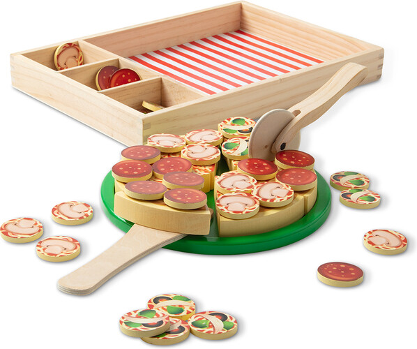 Melissa & Doug aliments en bois - ensemble de jeu pizza 681147000063