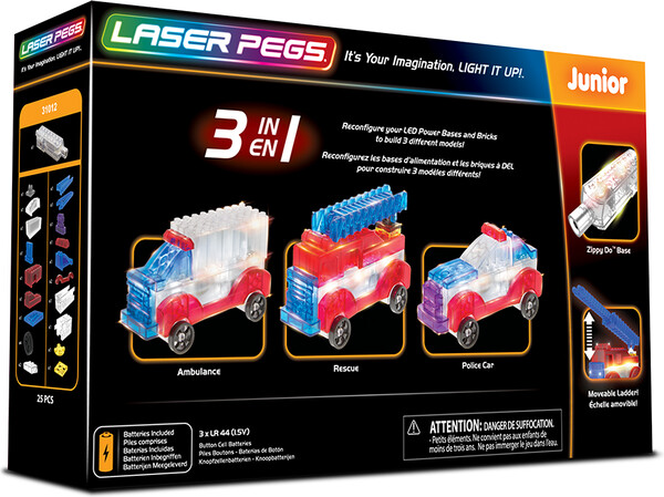 Laser Pegs - briques illuminées Laser Pegs junior véhicule d'urgence 3 en 1 (briques illuminées) 810690020321