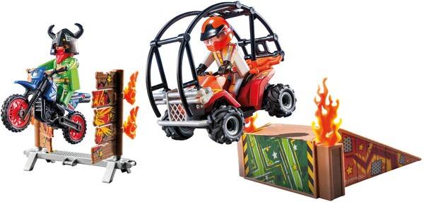 Playmobil Playmobil 71808 Duo de cascadeurs avec quad, moto et tremplins 4008789718082