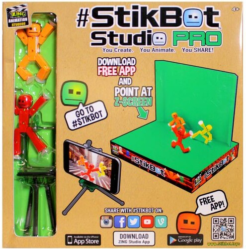 StikBot StikBot pro studio d'animation figurine à animer, scène 2 en 1, support pour téléphone, 2 figurines 008983156172