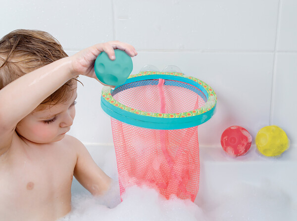 LUDI Grand panier d'adresse avec 3 balles pour le bain 3550833400166