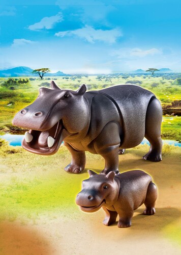 Playmobil Playmobil 6945 Hippopotame et son petit en sac 4008789069450