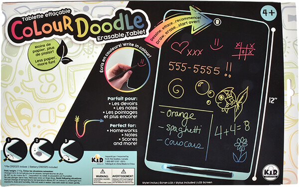 Tablette effaçable Colour Doodle 12'' 629270810142