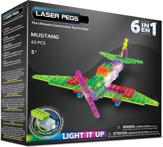 Laser Pegs - briques illuminées Laser Pegs avion Mustang 6 en 1 (briques illuminées) 810690021489
