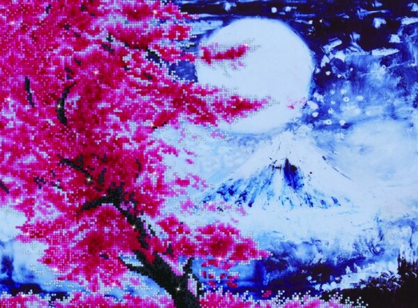 Diamond Dotz Broderie Diamant - Cerisier en fleur sur fond de montagne (Cherry Blossom Mountain) (Diamond Painting, peinture diamant) 4897073243658
