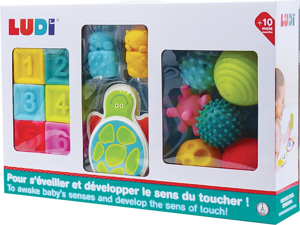 LUDI Coffret d'éveil (Livre, cubes, balles) 3550833300541