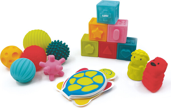 LUDI Coffret d'éveil (Livre, cubes, balles) 3550833300541