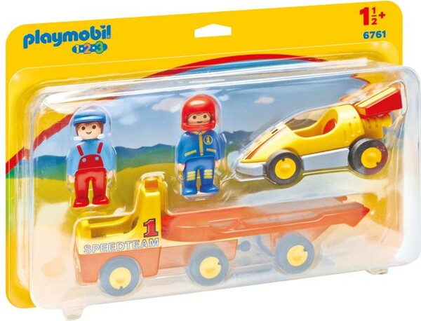 Playmobil Playmobil 6761 1.2.3 Voiture de course avec camion de transport 4008789067616