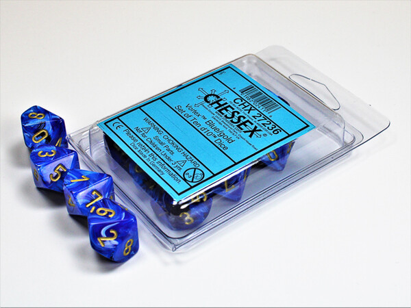 Chessex Dés 10d10 vortex bleu (10 x d10) 601982024116