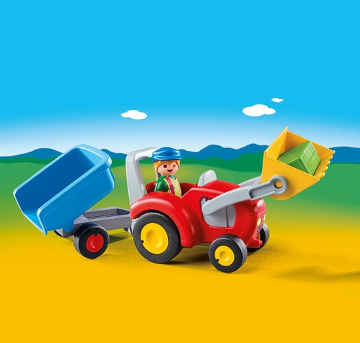 Playmobil Playmobil 6964 1.2.3 Fermier avec tracteur et remorque 4008789069641