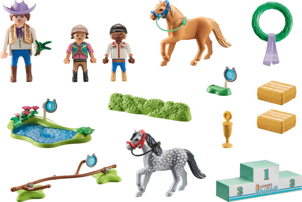 Playmobil Playmobil 71495 Cavaliers avec poneys et saut d'obstacles 4008789714954