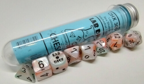 Chessex Dés d&d 7pc Lab dice Lustrous coquillage avec chiffres noirs (d4, d6, d8, 2 x d10, d12, d20) 601982038519