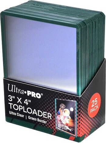 Ultra PRO Protecteurs de cartes rigides toploader 3x4 border green 25ct 074427849160