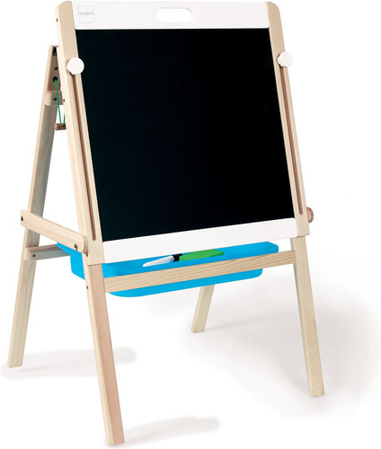 Scratch Chevalet d'art en bois magnétique 2 côtés (tableaux noir, blanc et porte rouleau à papier) 5414561810834