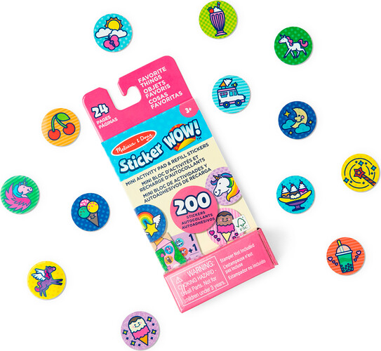 Sticker WOW! Mini Bloc Et Recharge – 200 Autocollants, Thème Mes Choses Préférées, Dès 3 Ans