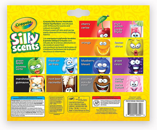 Crayola Marqueurs lavables 12 pointe oblique parfumés (Silly Scents) 063652826206