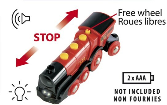 Brio Train Brio Train en bois Locomotive rouge puissante à piles 33592 7312350335927