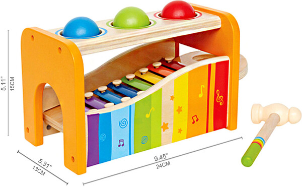 Hape Banc à marteler avec xylophone en bois 24x15x13cm 6943478002340