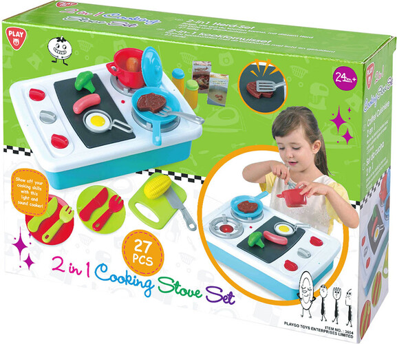 Playgo Toys Playgo cuisinière 2 en 1, batterie de cuisine, service de vaisselle 27 pièces 191162036041