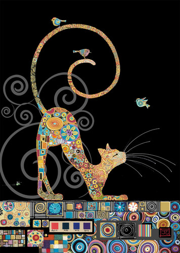 Bug Art Carte fête Jewels chat multicolore sans texte 5033678111414