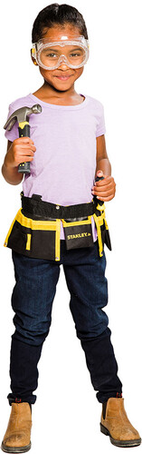 Stanley Jr. Stanley Jr. Ensemble de 10 outils pour enfants, ceinture porte-outils, tournevis Phillips no.1 et no.2, marteau, gallon à mesurer, serre-joint, lime, scie à main, règle, lunettes de protection 878834003319