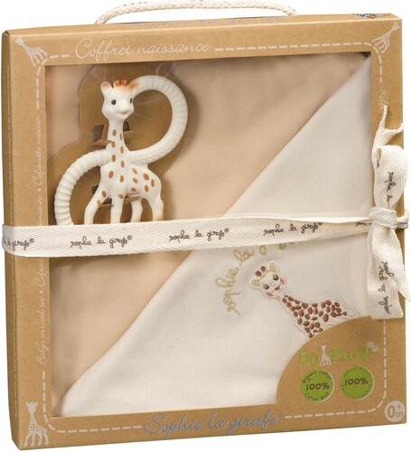 Sophie la girafe Coffret naissance So'Pure anneaux de dentition Sophie la girafe et large couverture 75x75 cm 3056562201093