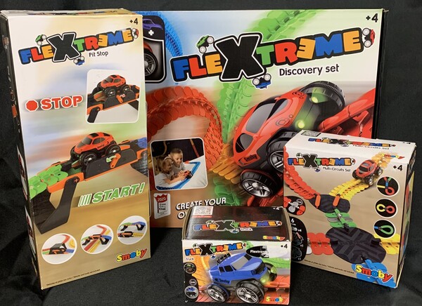 Flextreme - Ensemble découverte 184 pc, centre de ravitaillement, ensemble Multi-circuits, Voiture supplémentaire 