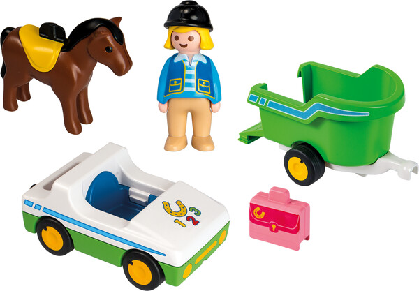 Playmobil Playmobil 70181 1.2.3 Cavalière avec voiture et remorque 4008789701817